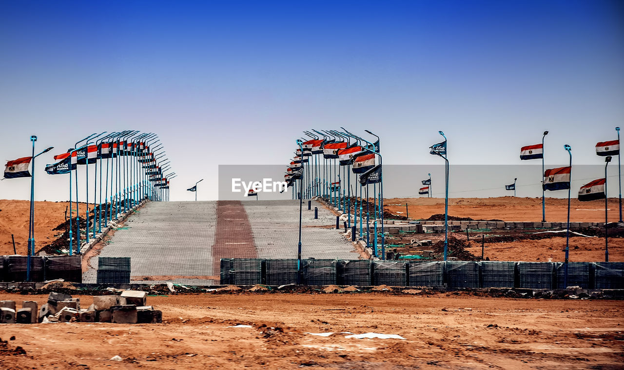 Egyptian flags in row at new airport road