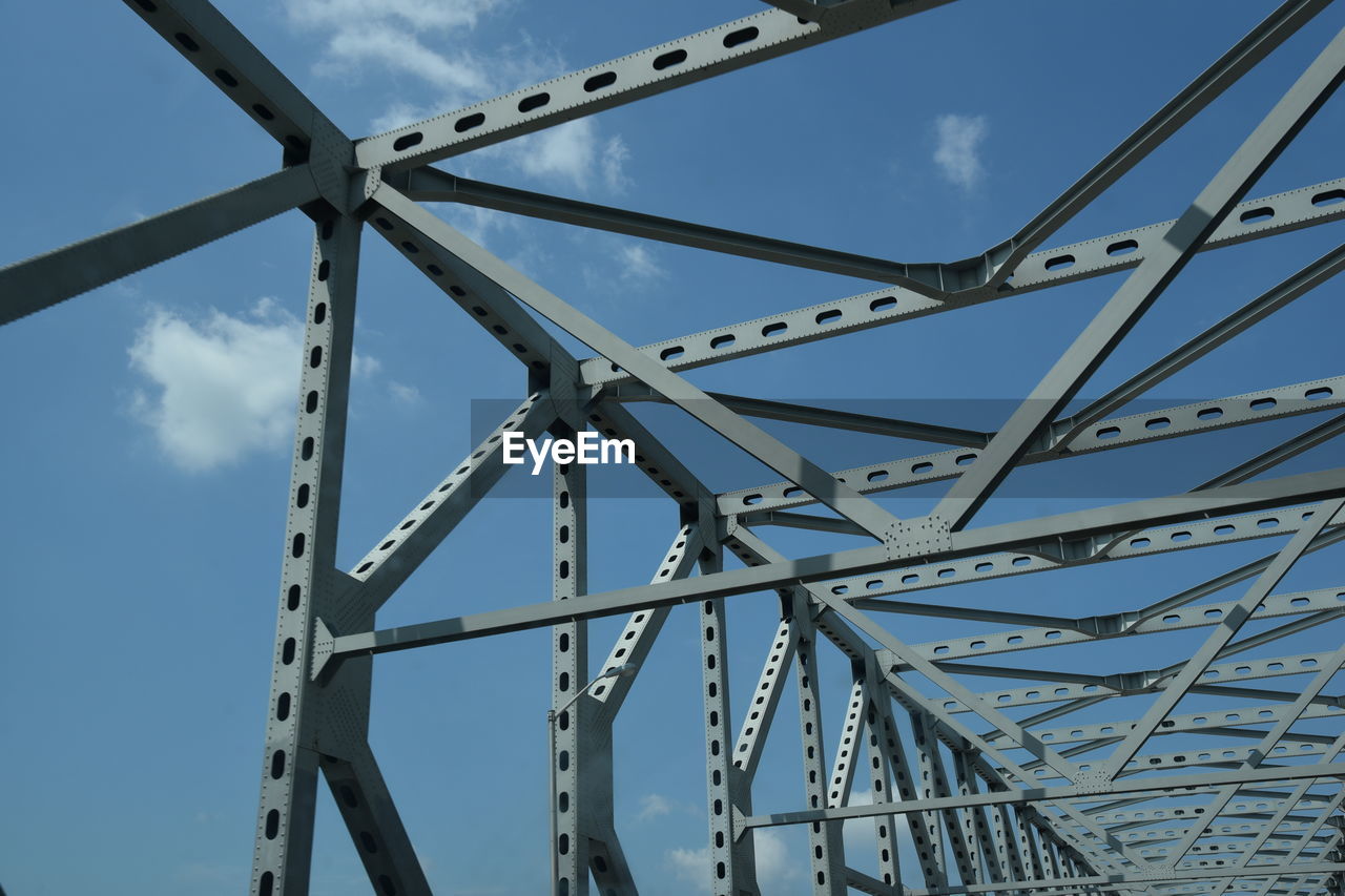 Low angle view of bridge against sky on sunny day