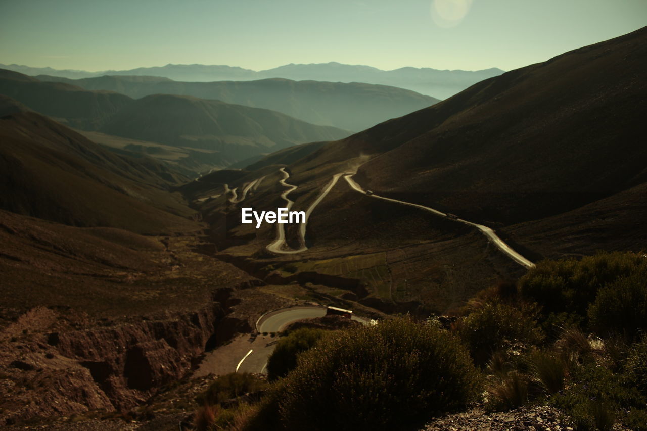 High angle view of mountain road