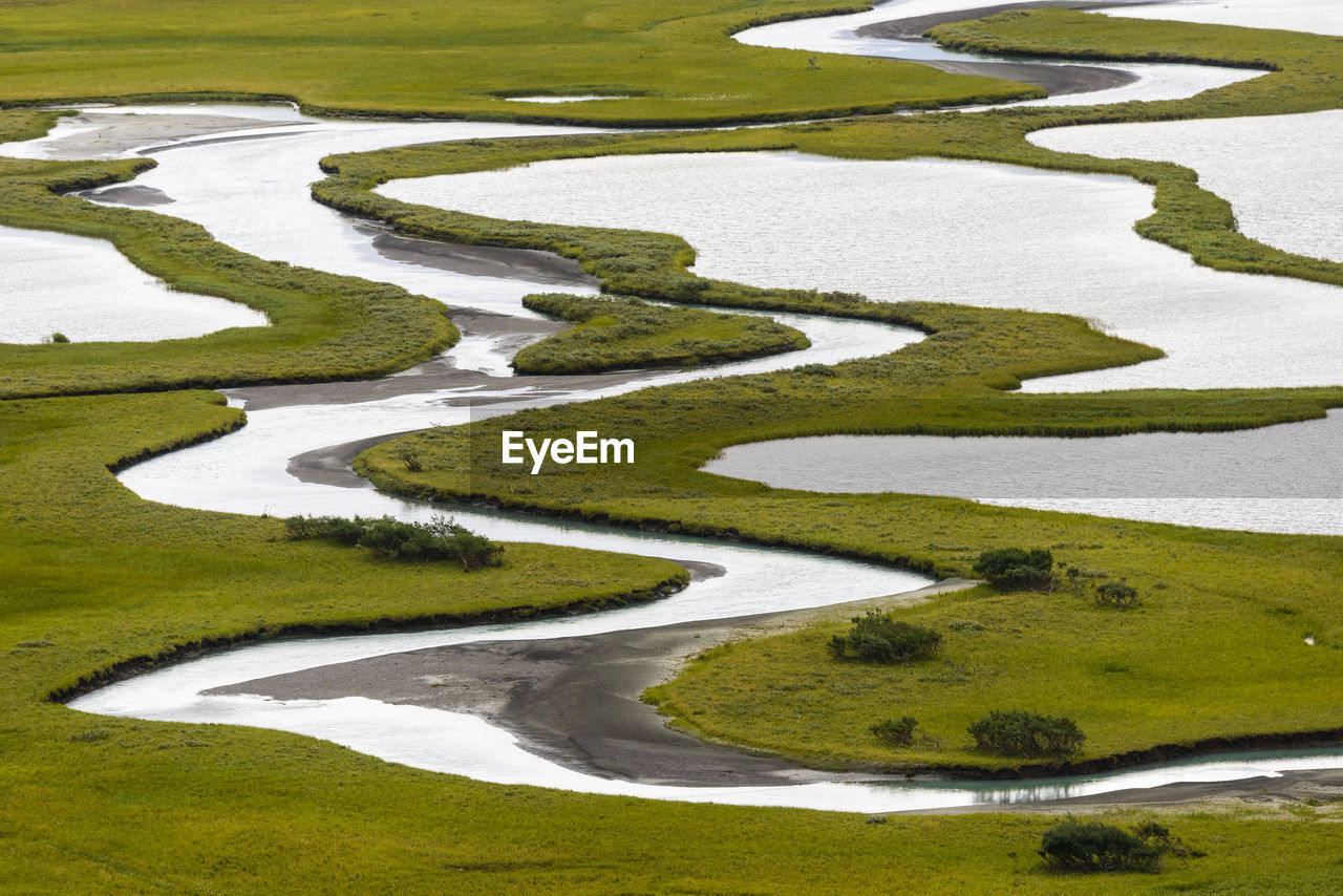 Aerial view of coastal waterway