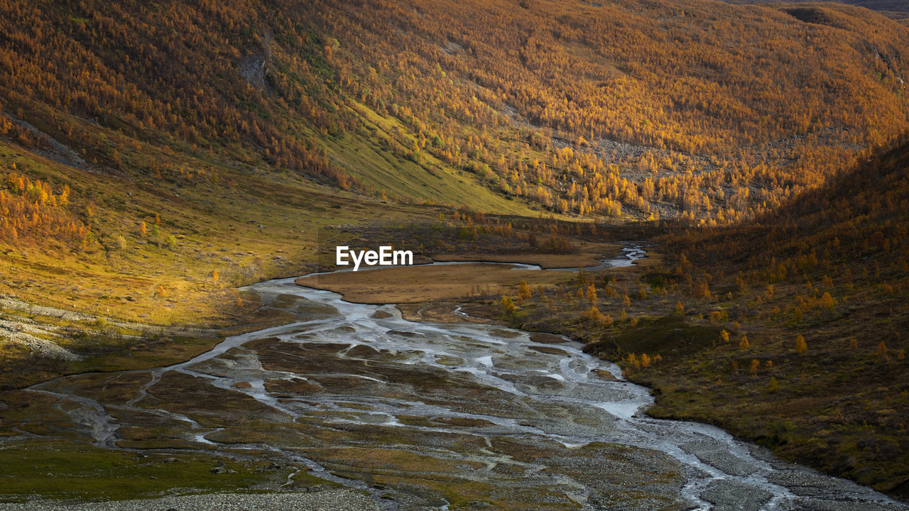 Scenic view of stream flowing through rocks