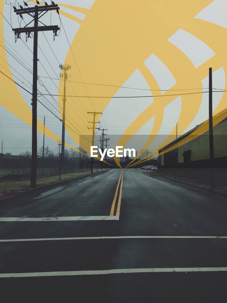 Digital composite with empty road