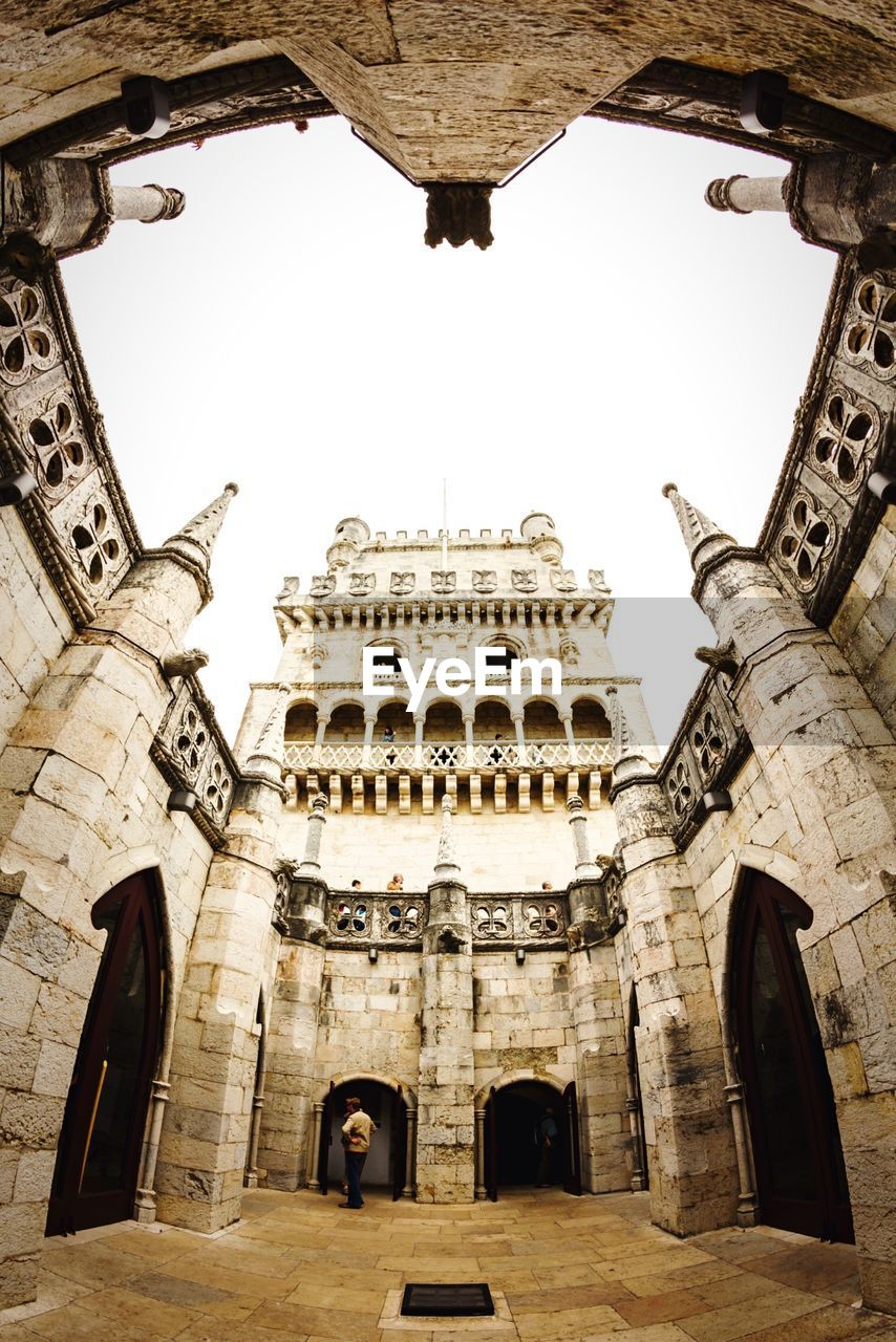 Low angle view of belem tower