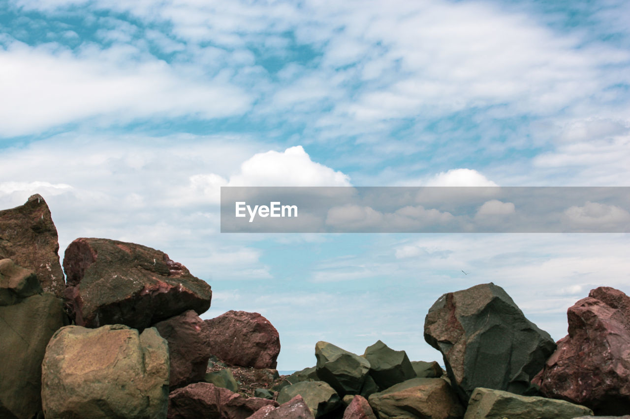 Scenic view of rocks against sky