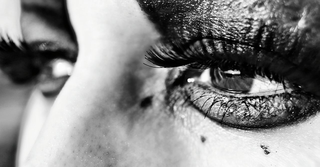 Close-up of woman eye with make up