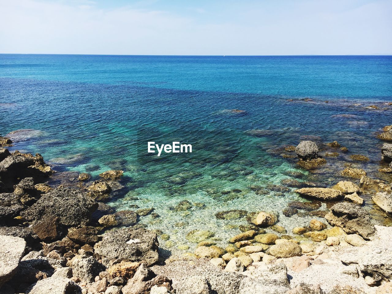 SCENIC VIEW OF SEA AGAINST ROCKS