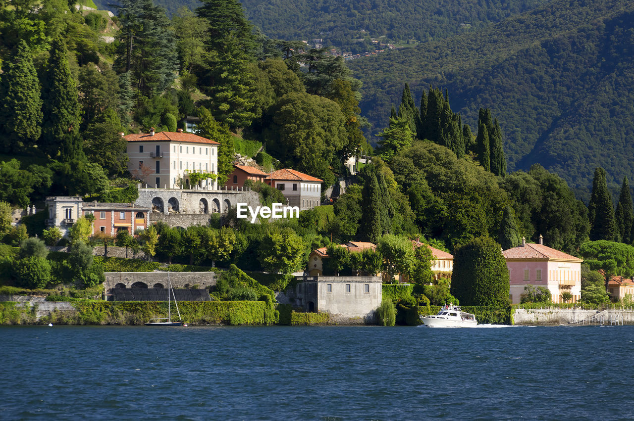 River with built structures on landscape