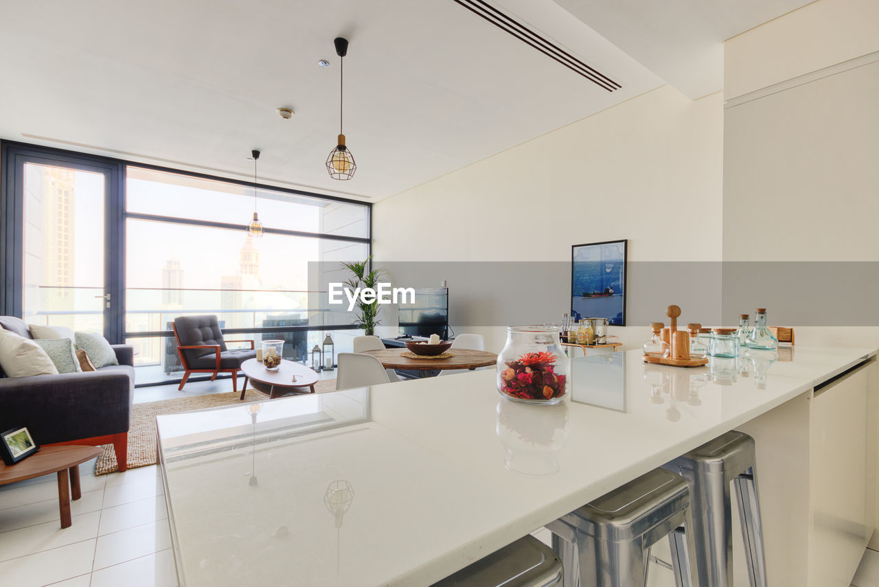 View of dining table at home