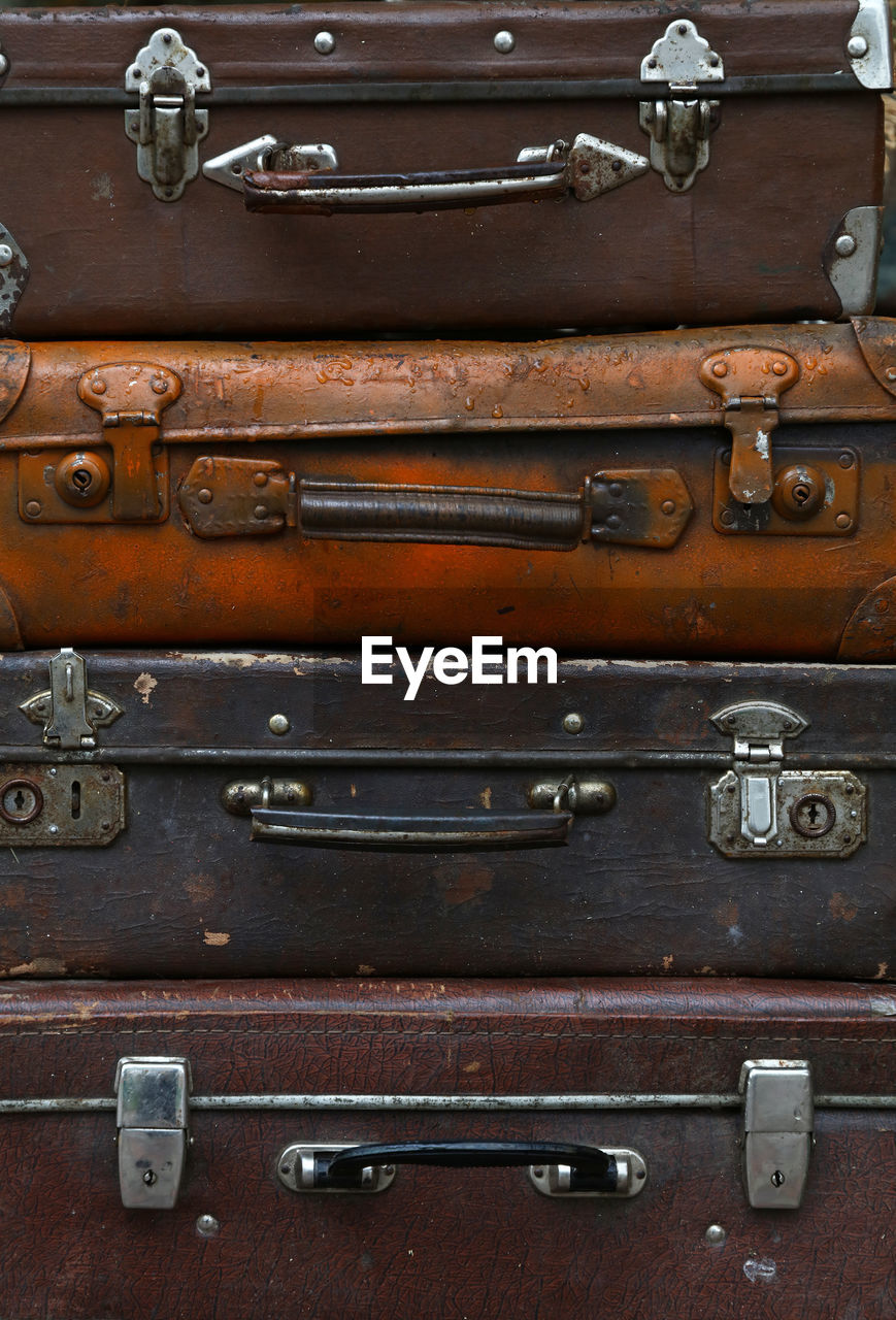 Full frame shot of suitcase stack