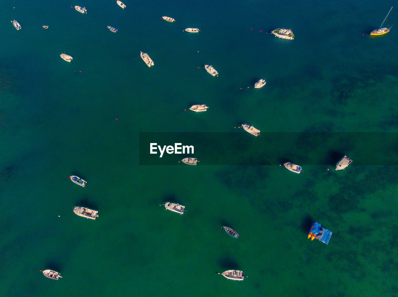 Aerial view of ships in sea