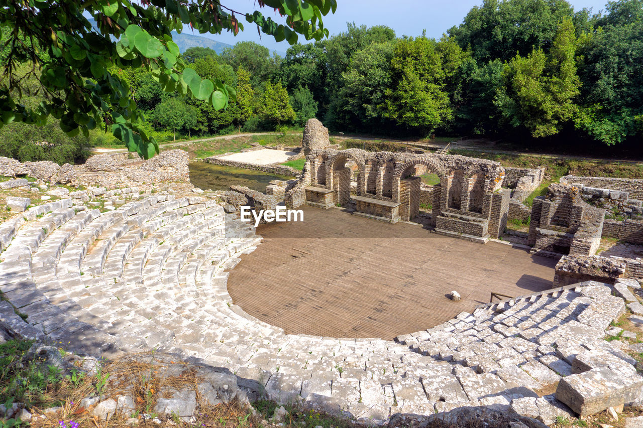 HIGH ANGLE VIEW OF OLD RUIN BUILDING