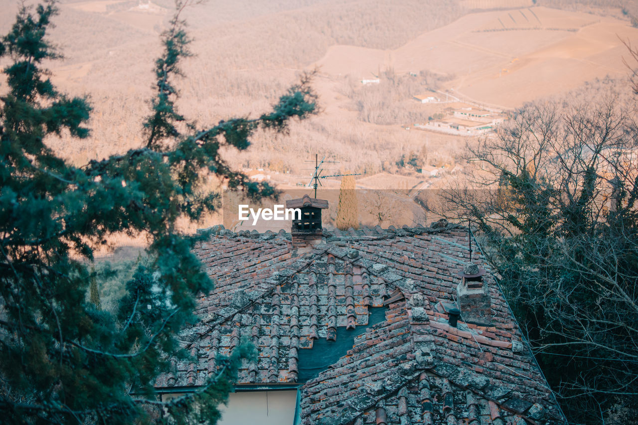 High angle view of houses