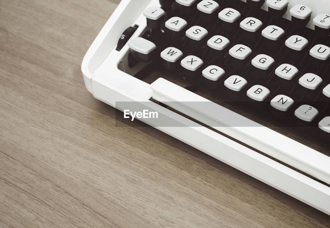 High angle view of typewriter on table