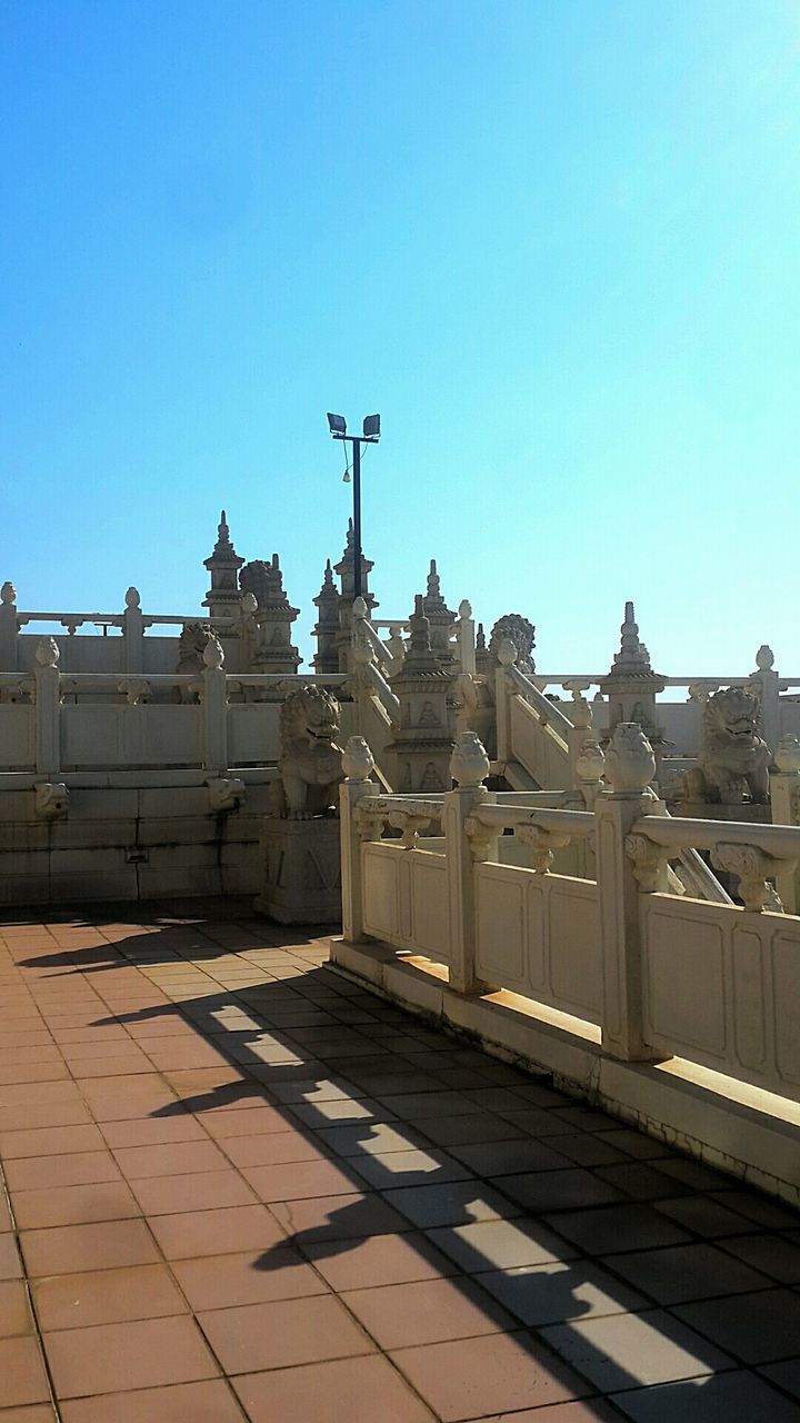 VIEW OF CHURCH AGAINST BLUE SKY