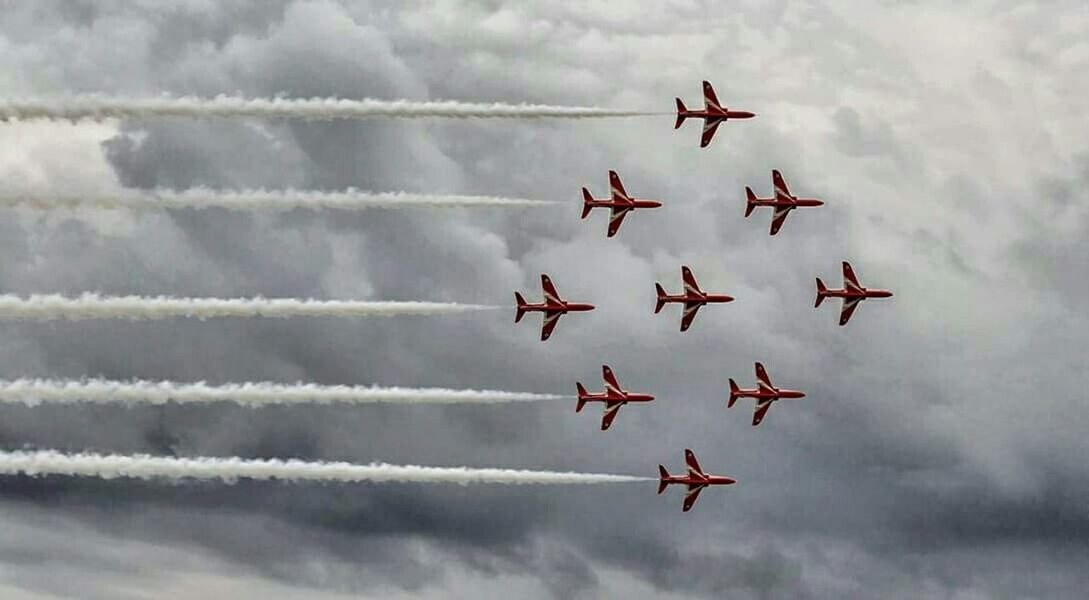 LOW ANGLE VIEW OF AIRPLANE IN SKY