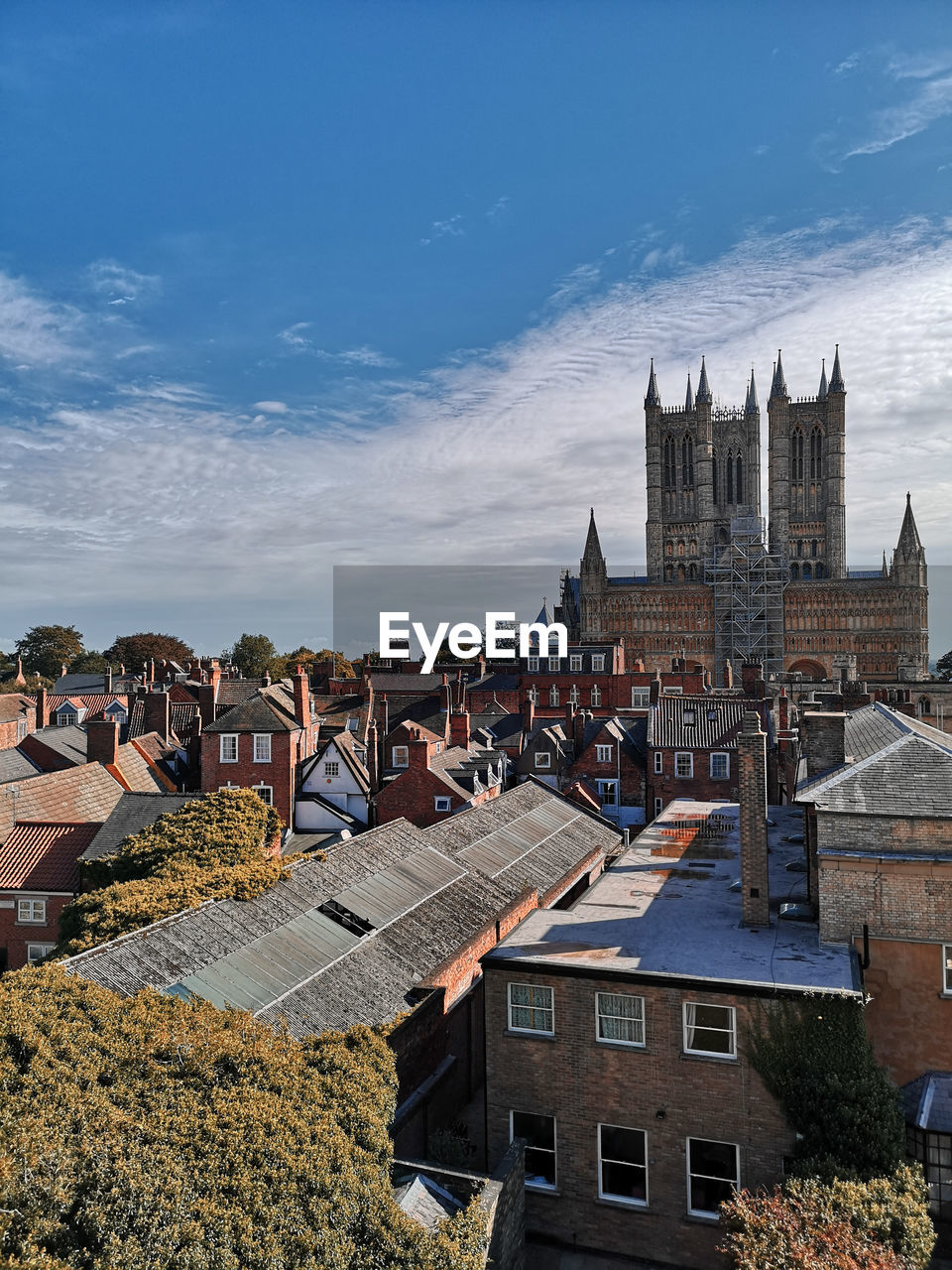 High angle view of townscape against sky