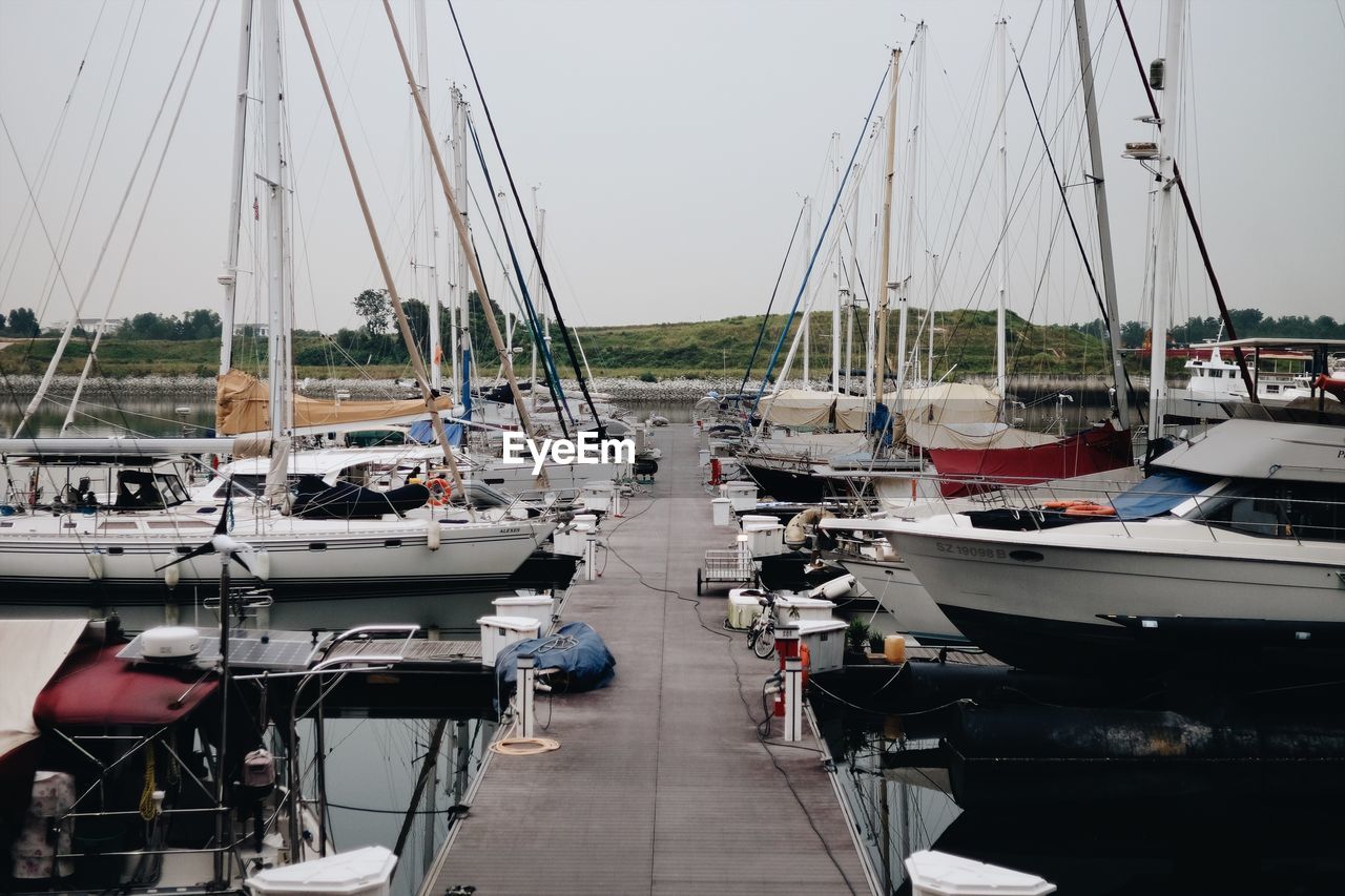 BOATS MOORED IN HARBOR