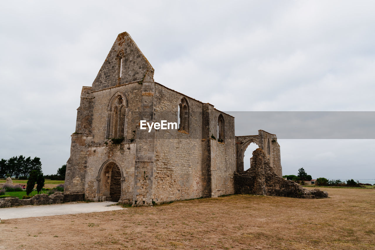 The ruin of the abbey des chateliers on the island of re , ile de re, france.