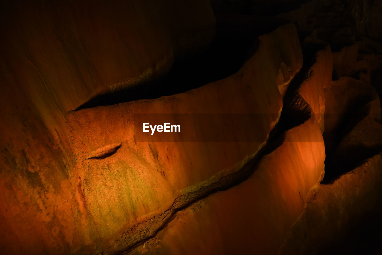 Close-up of rock formation in cave