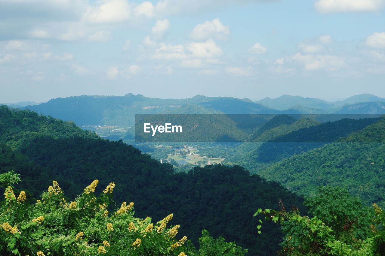 Scenic view of mountains against sky