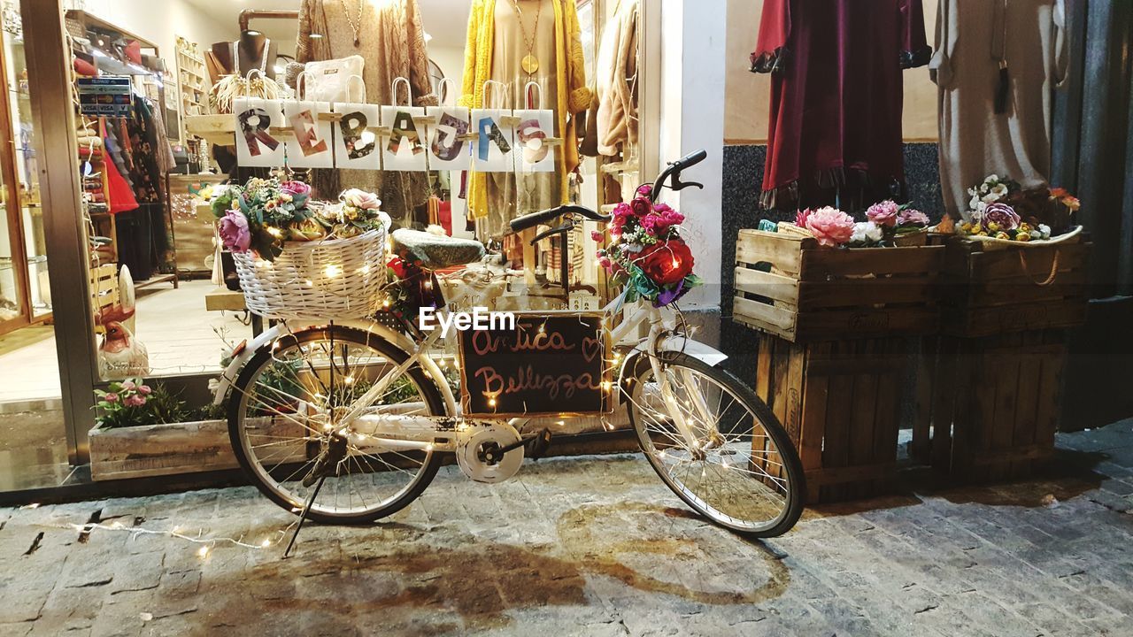 BICYCLE PARKED IN BASKET FOR SALE