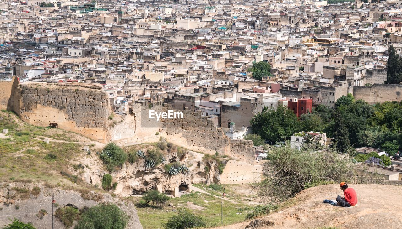 High angle shot of townscape