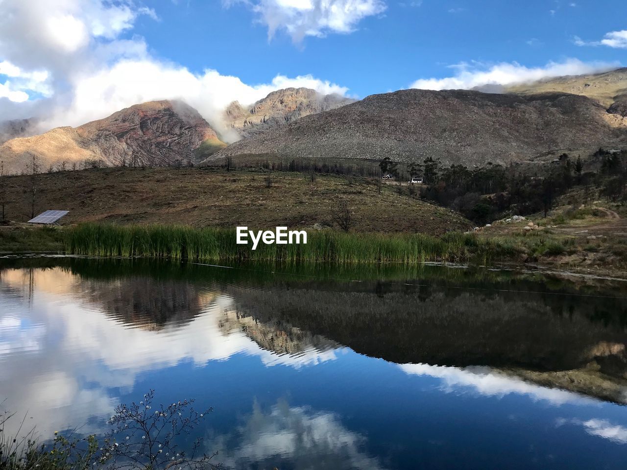 Scenic view of lake against sky