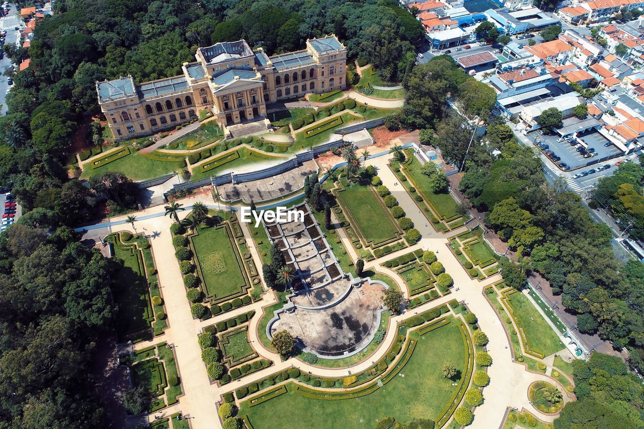 Aerial view of brazil's independence park and monument. ipiranga, são paulo, brazil