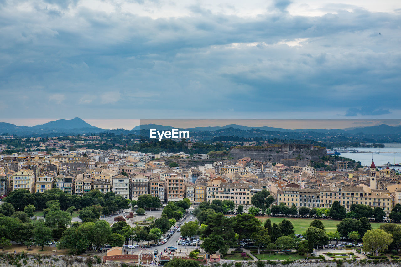 Combination urban and marine recreation island surrounded purest sea water and historic city kerkyra