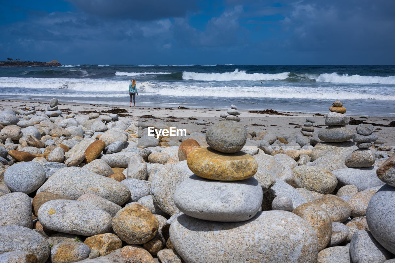 SCENIC VIEW OF ROCKS ON SHORE AGAINST SKY