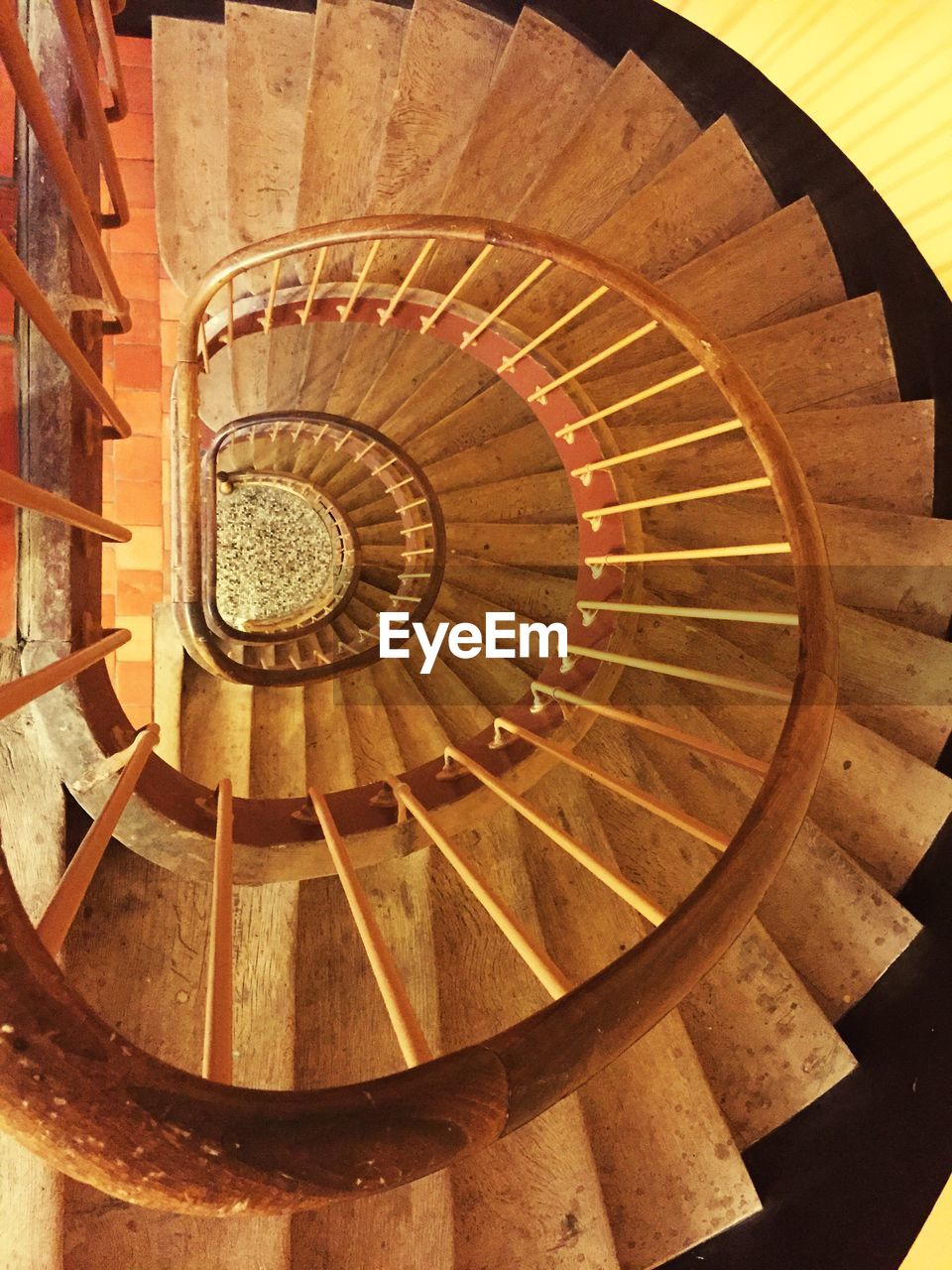 High angle view of spiral staircase