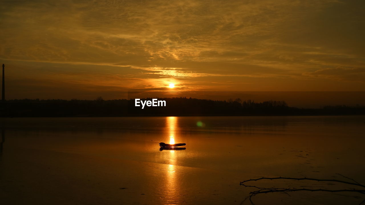 SCENIC VIEW OF LAKE DURING SUNSET