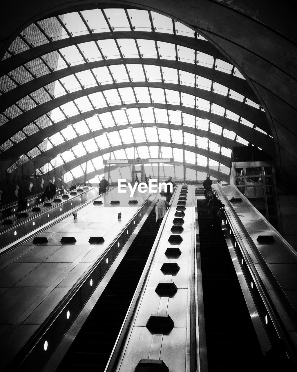 Low angle view of escalator