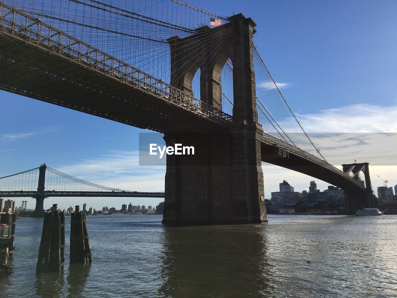 Low angle view of suspension bridge