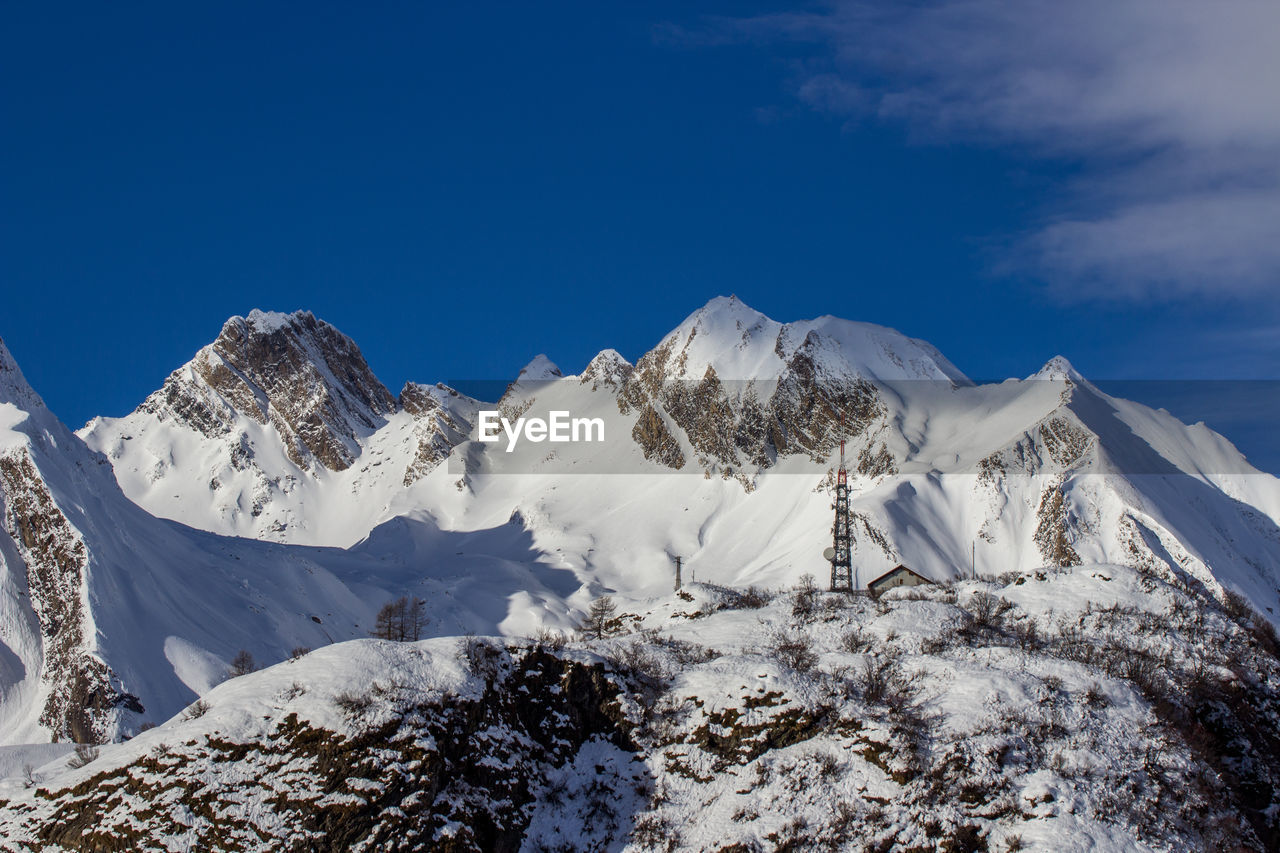 View of snow covered mountain range