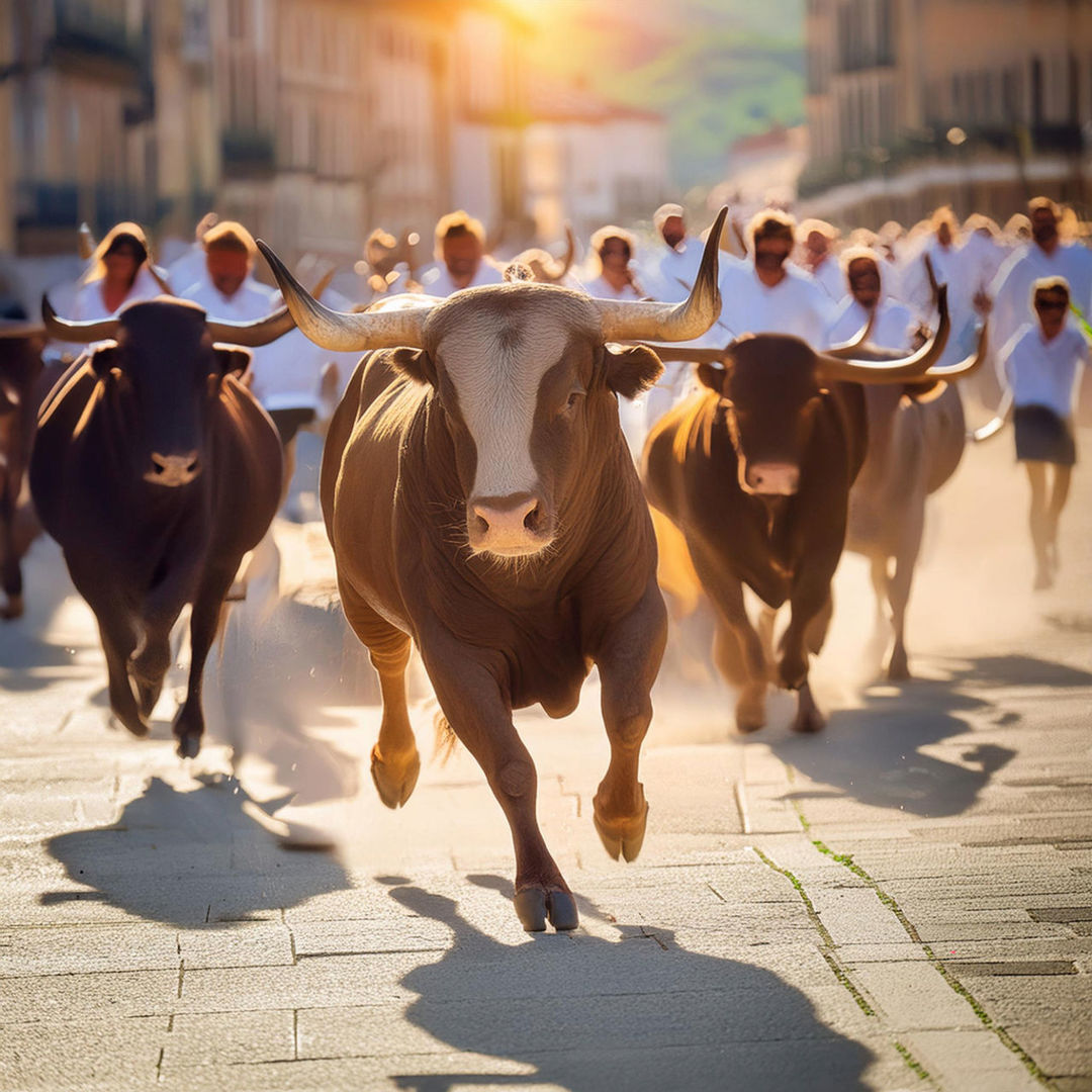 sunlight, animal, animal themes, mammal, group of people, city, architecture, domestic animals, crowd, shadow, nature, cattle, street, livestock, tradition, large group of people, group of animals, walking, outdoors, animal wildlife, motion, building exterior, men, adult, pet