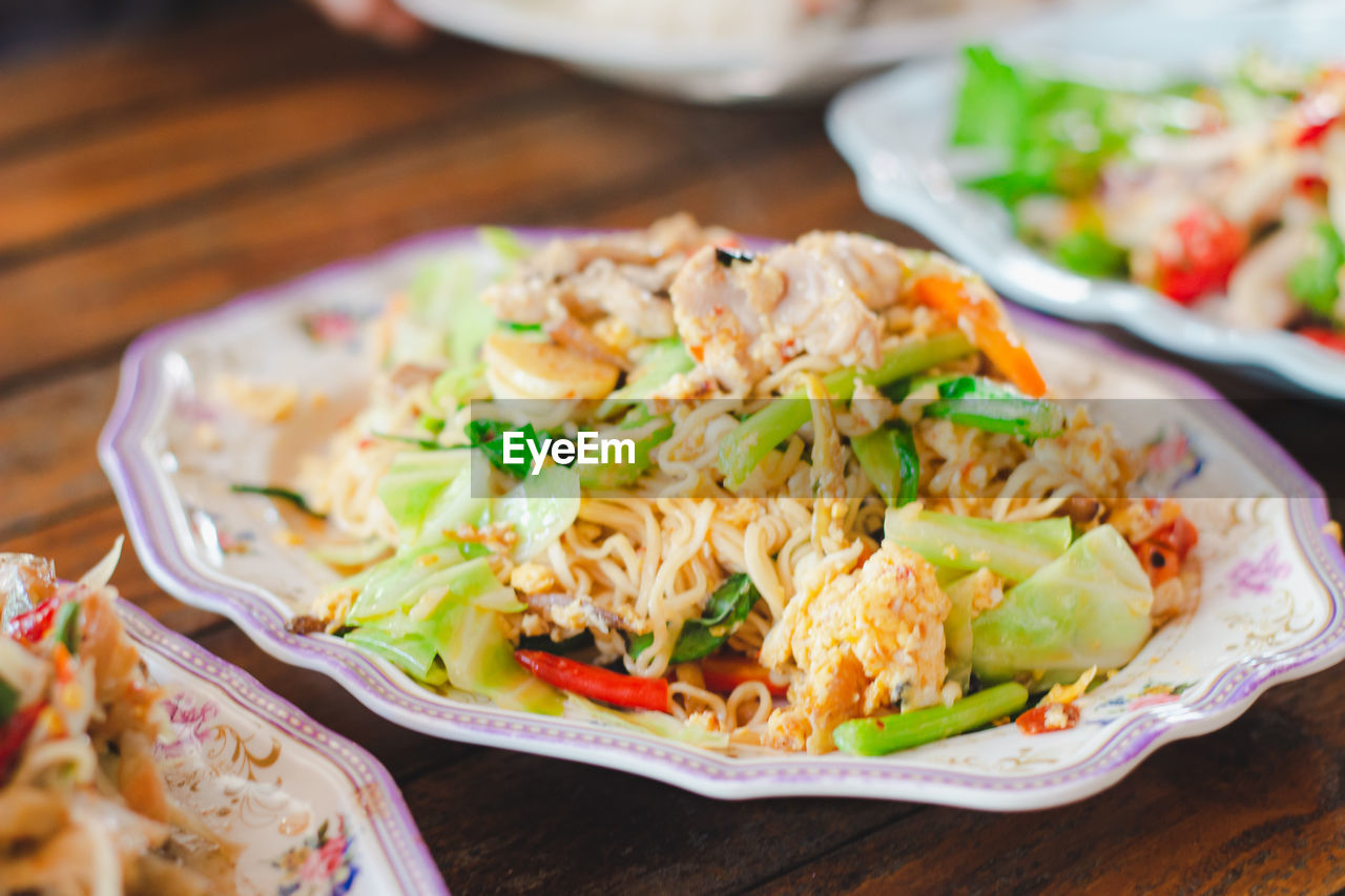 Close-up of food in plate on table