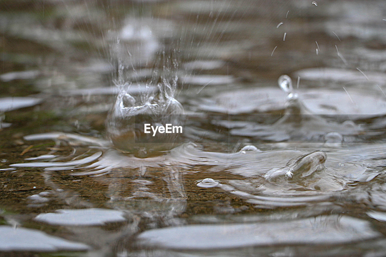 Close-up of water splashing in lake