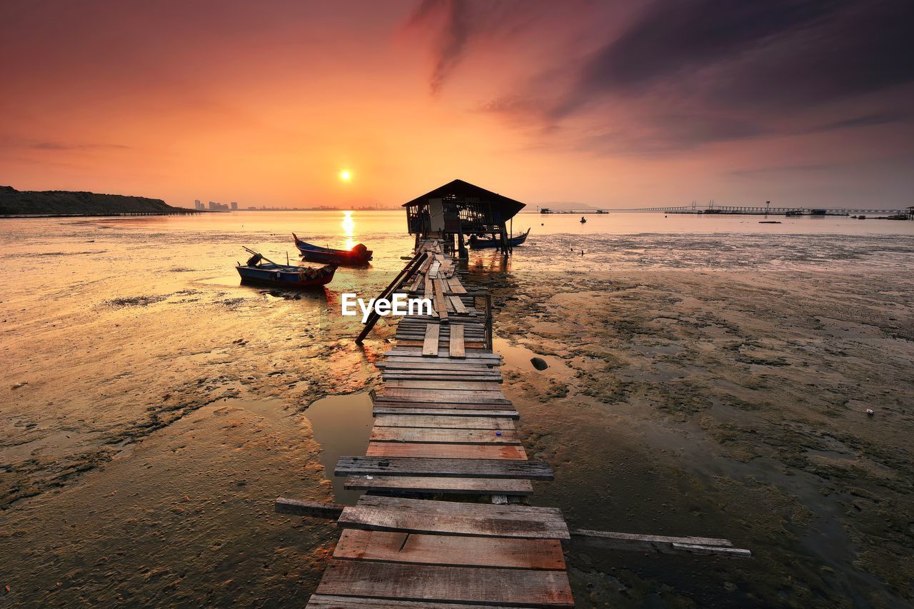 Sunrise over the jetty at penang malaysia