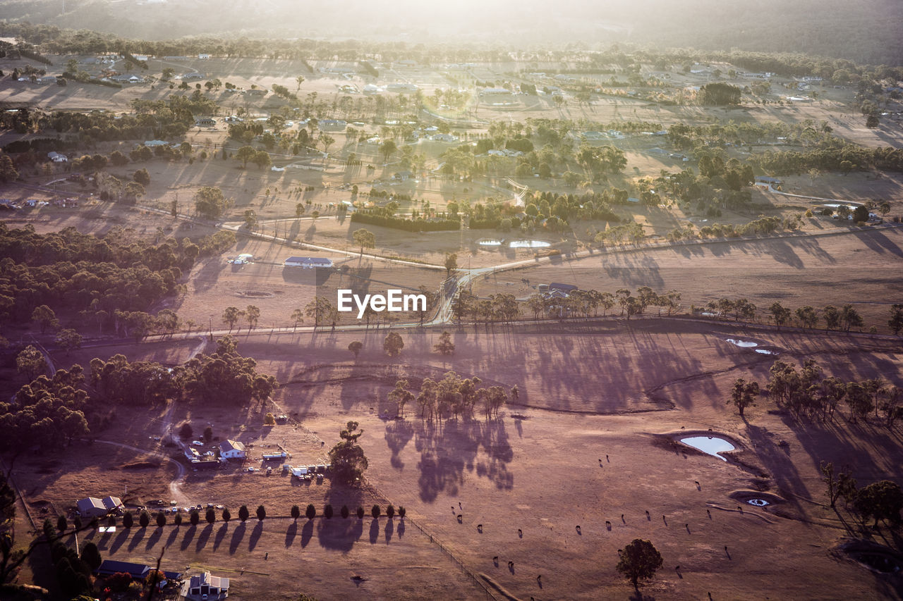 High angle view of crowd on landscape