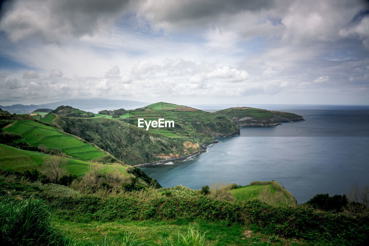 Scenic view of sea against sky at the azores