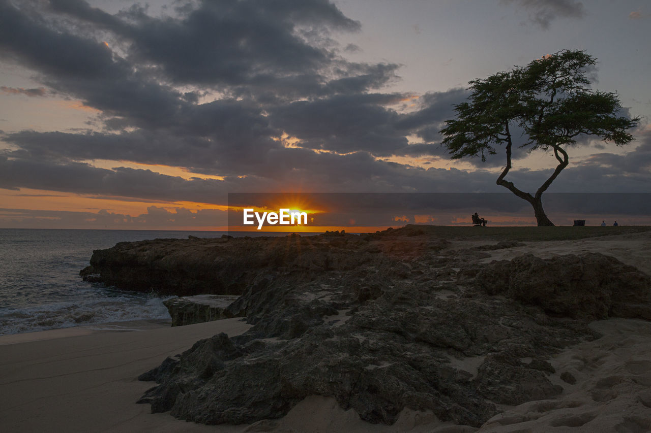 SCENIC VIEW OF BEACH DURING SUNSET