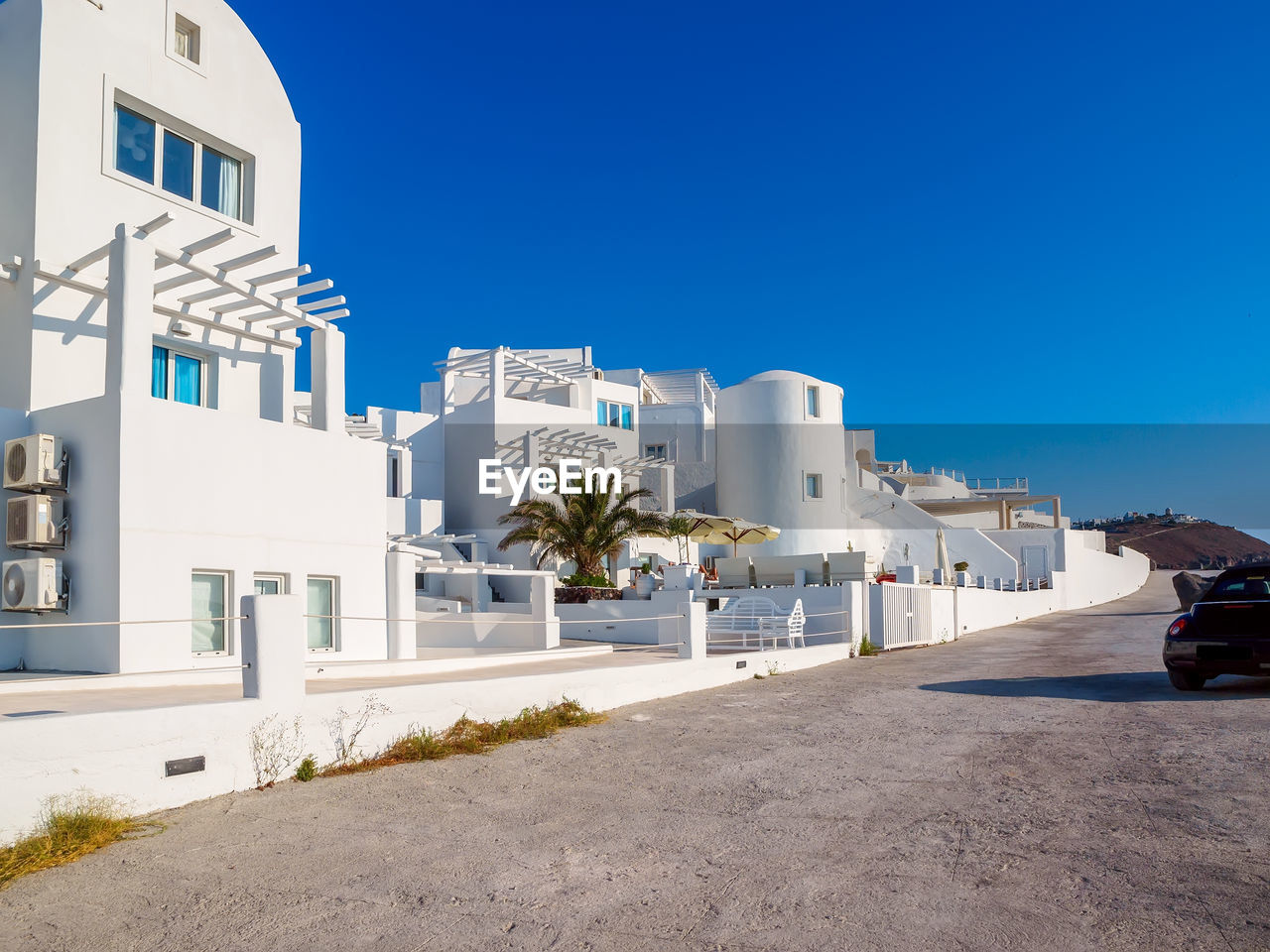 Santorini luxury resort. white villas on the island