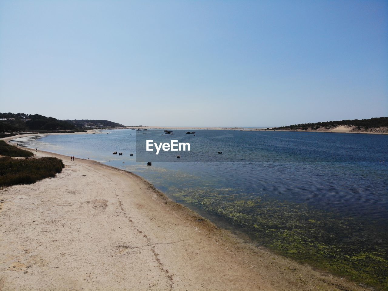 SCENIC VIEW OF BAY AGAINST CLEAR SKY