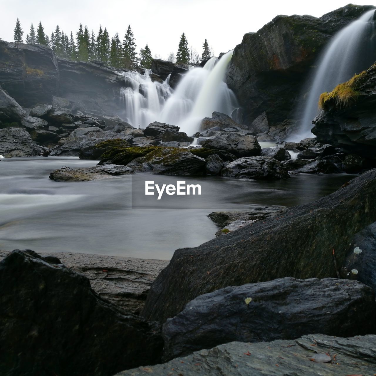 Scenic view of waterfall