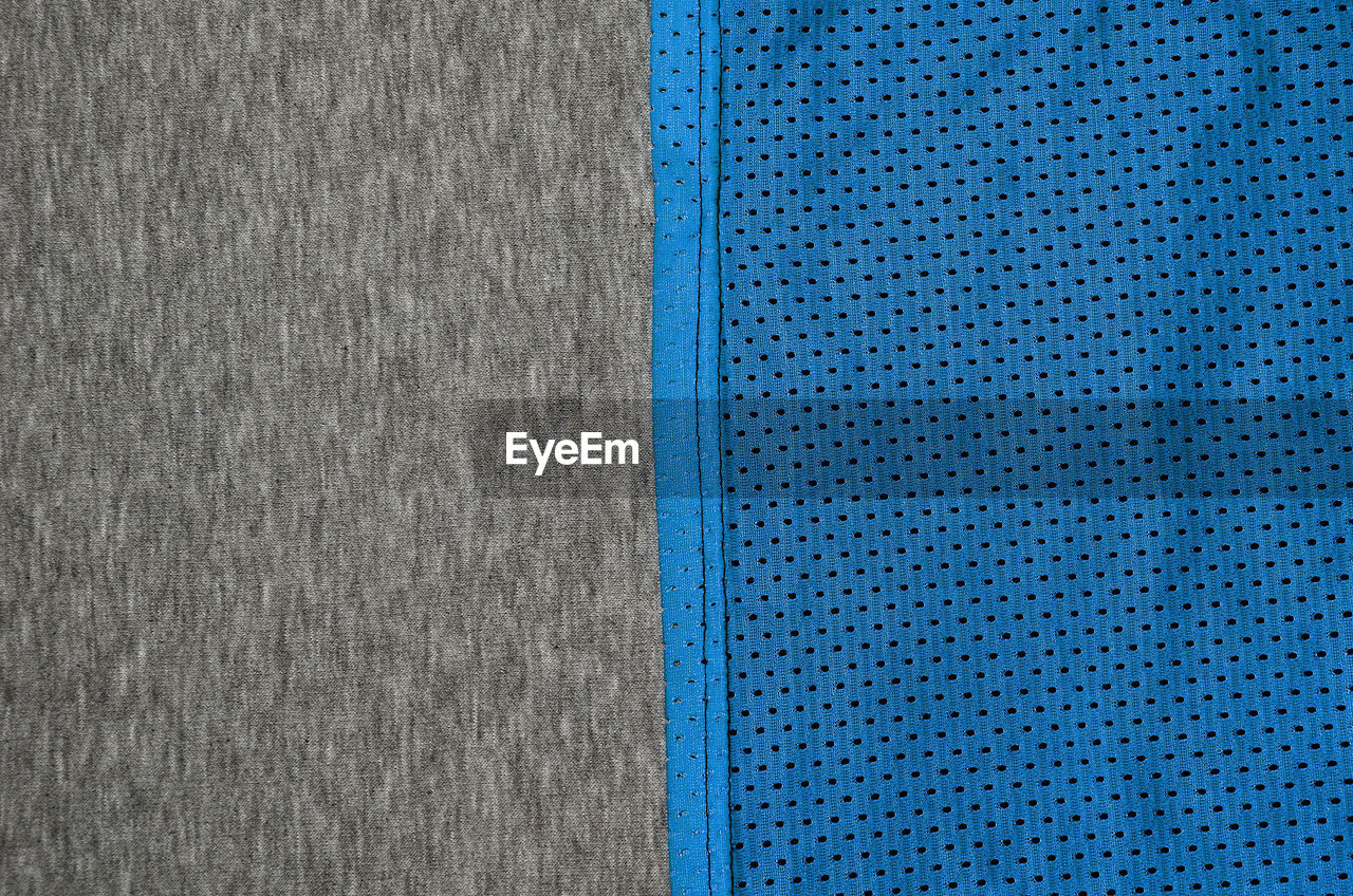 Directly above shot of blue and gray textile