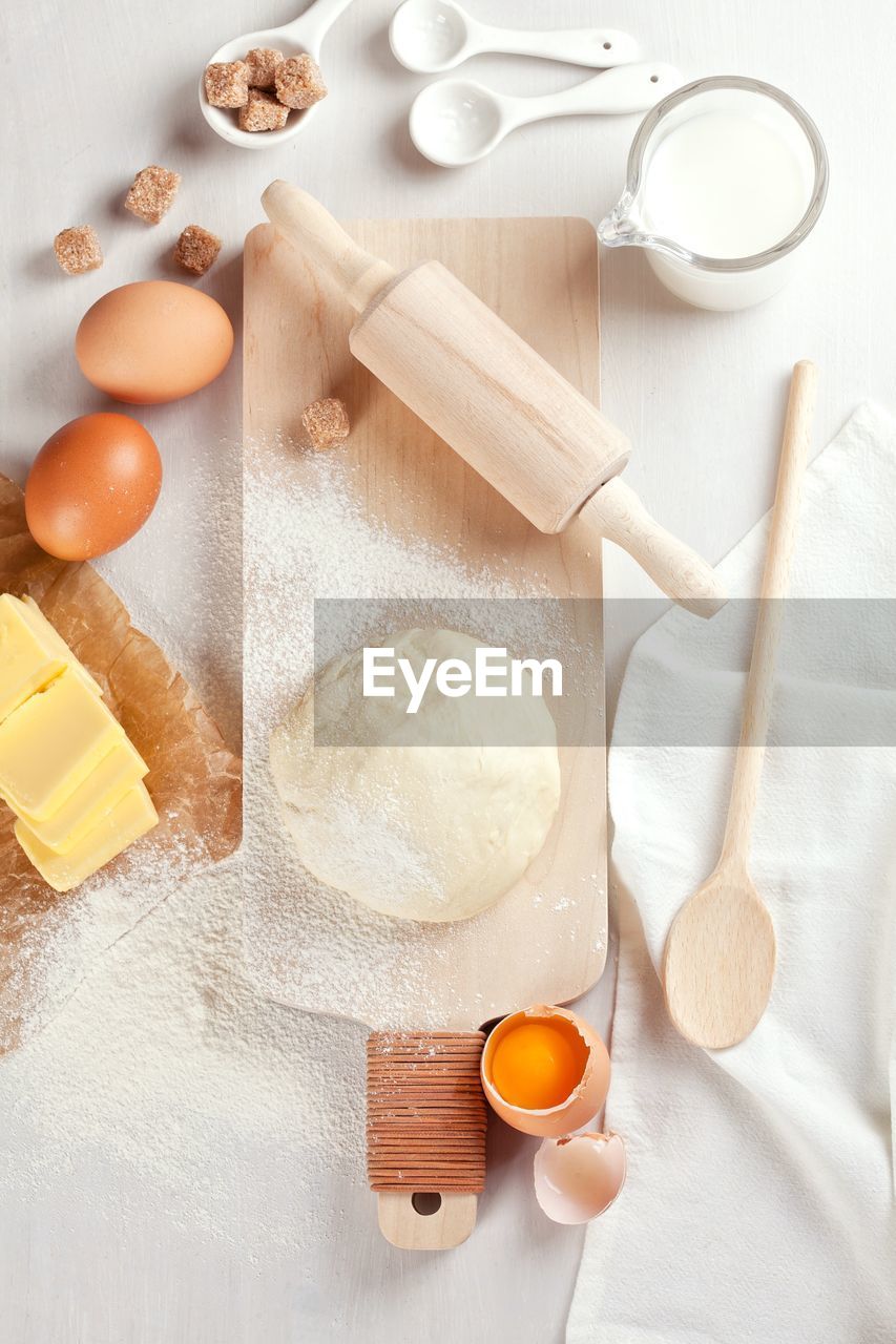 High angle view of food on table