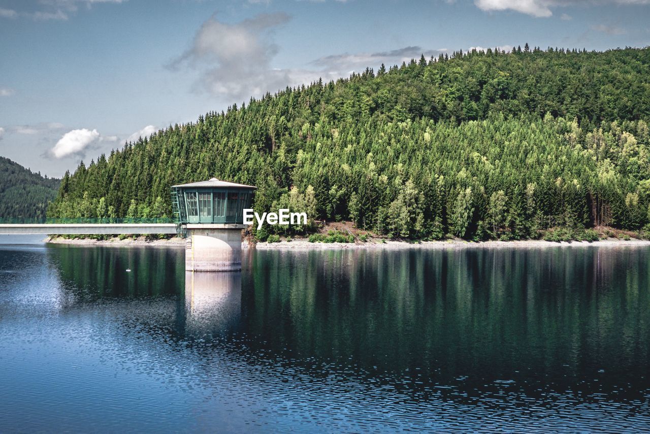 Scenic view of lake against sky