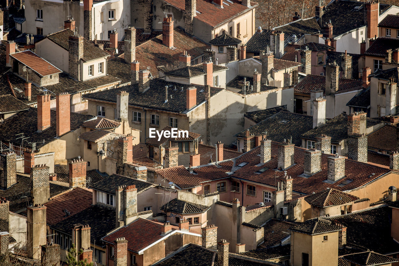 Old roofs of buildings in the vieux lyon district