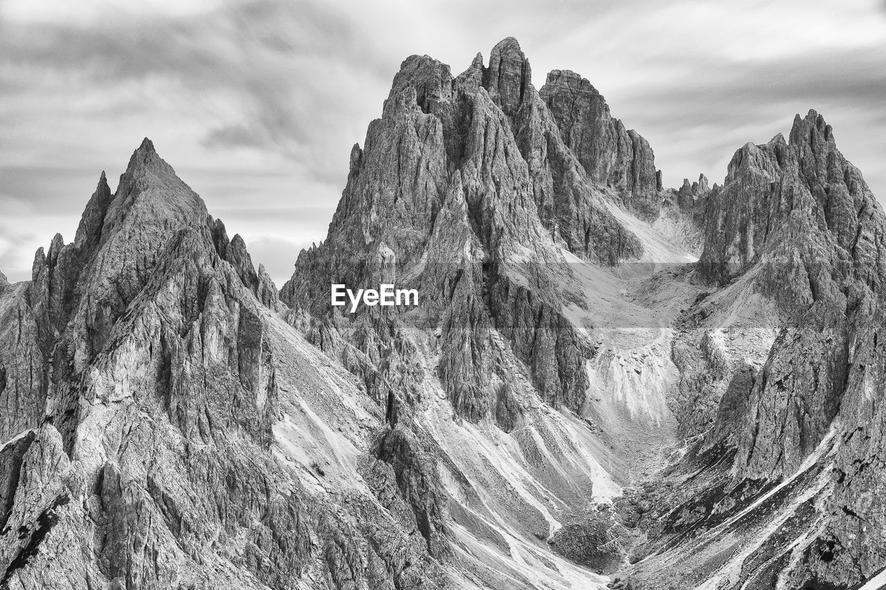 Panoramic view of rock formations against sky